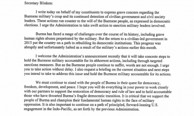 Congresswoman Tenney letter to Secretary Blinken